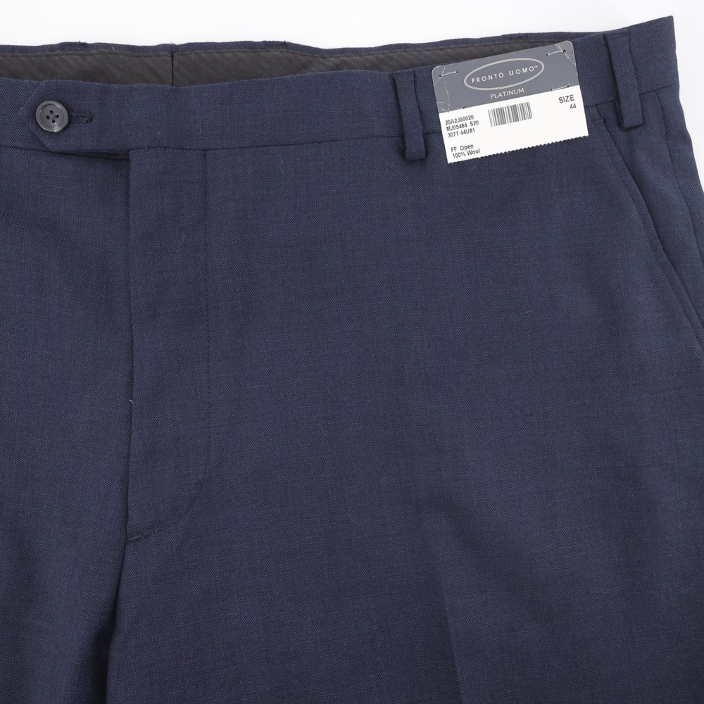 NEW Pronto Uomo Platinum Wool Dress Pants Navy Mens 44x36 Raw Hem